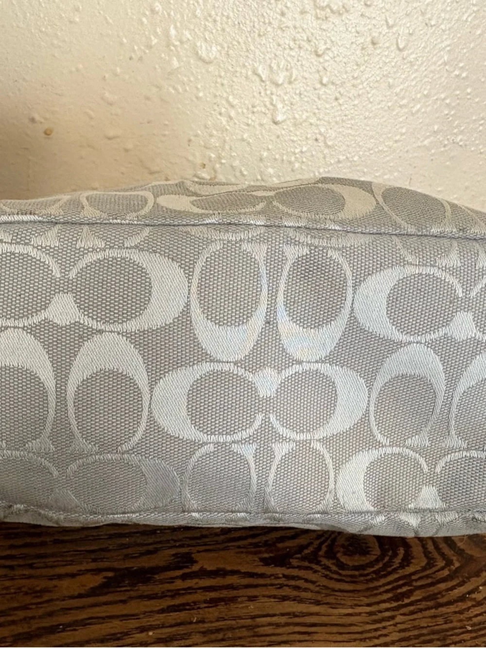 COACH Y2K VTG Mini Signature Gray Silver Shoulder Bag Canvas Leather 9x5x3.5” - Picture 4 of 5